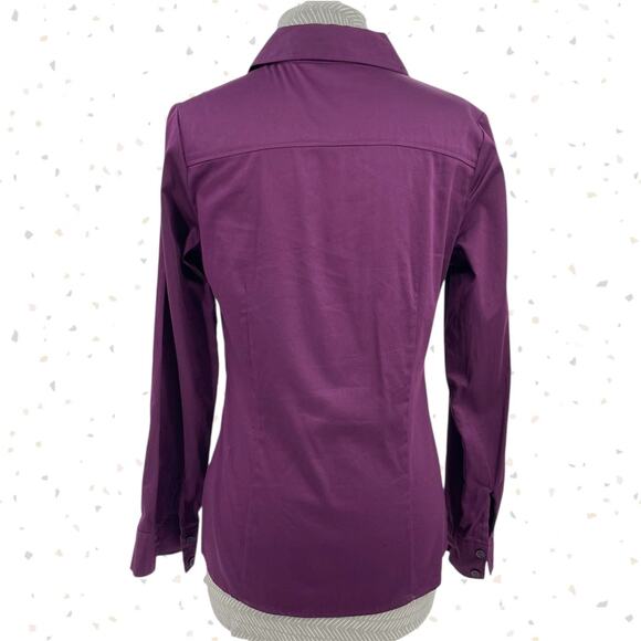 Plum Purple Button Down Blouse Shirt Long Sleeve Fall Jewel Tone Apt 9 Size S - Picture 3 of 10